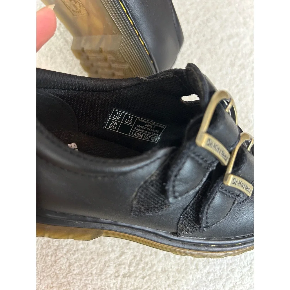Dr. Martens kids Mary Jane Black Leather Double Strap Shoes Size 11 US